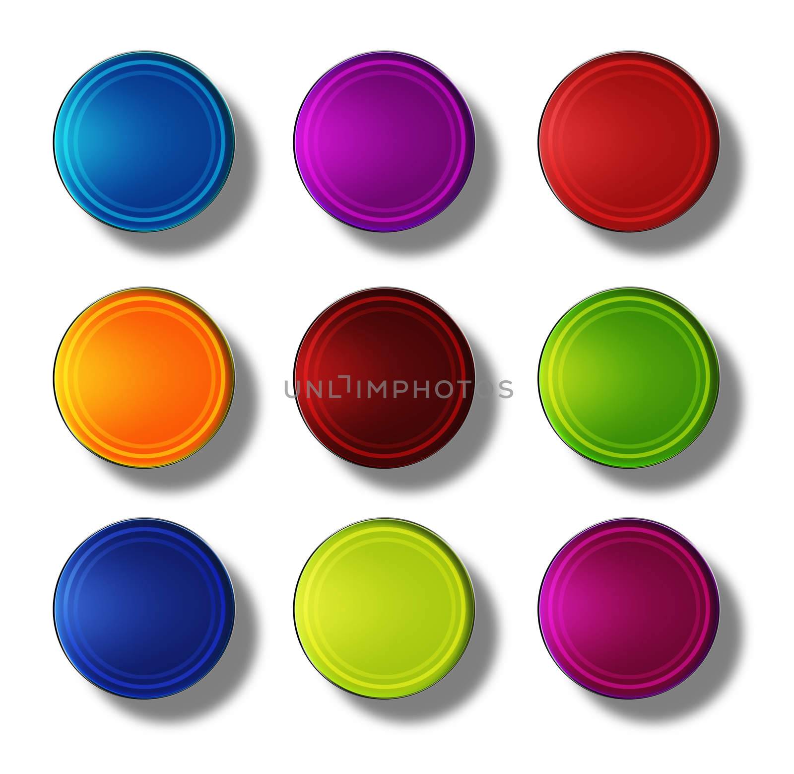 Set of web buttons made ������of glass, shiny, colorful, round