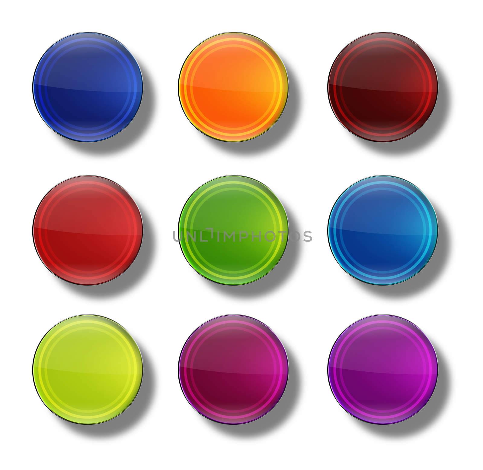 Set of web buttons made ������of glass, shiny, colorful, round