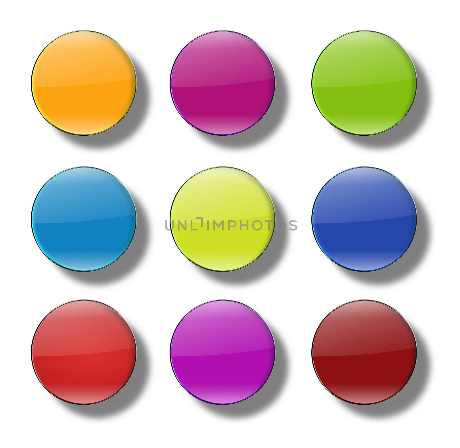 Set of web buttons made ������of glass, shiny, colorful, round
