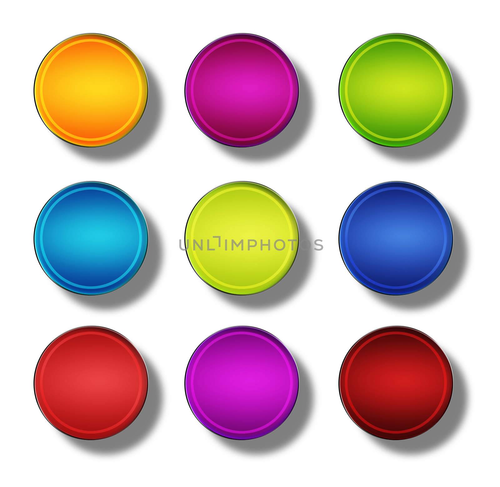 Set of web buttons made ������of glass, shiny, colorful, round