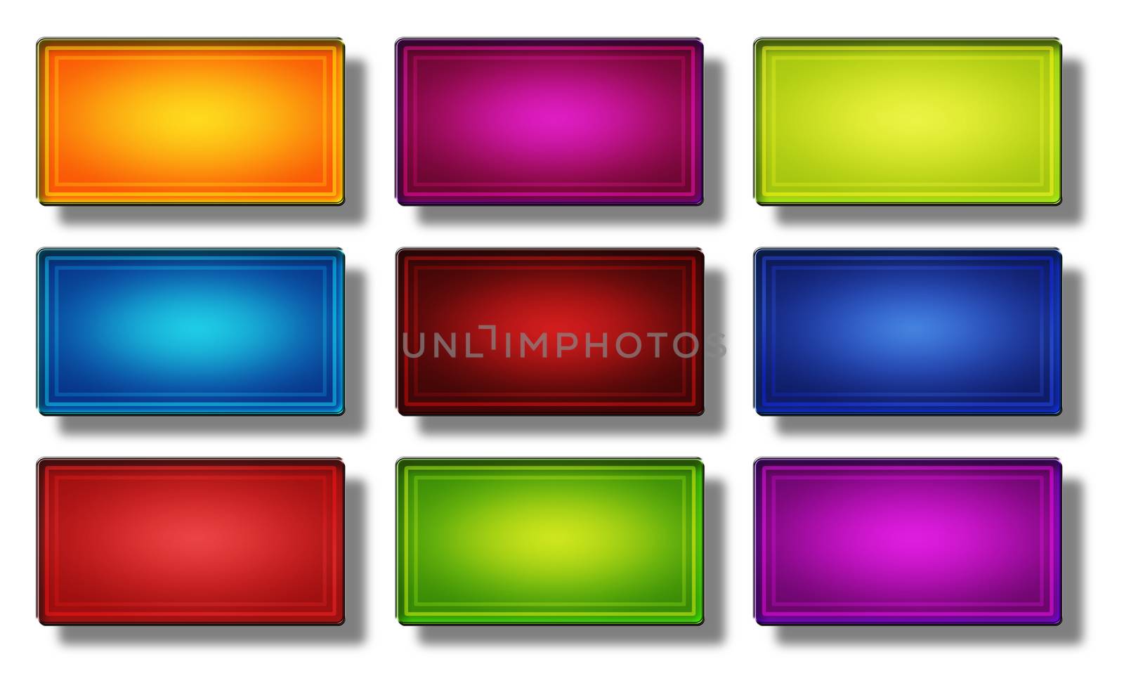 Set of glass, glossy, colored, web buttons