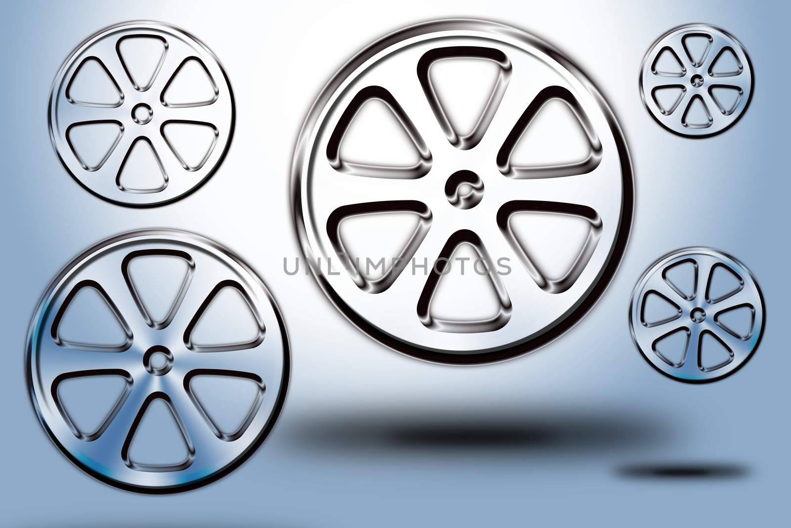 set of modern wheel in different sizes and shapes