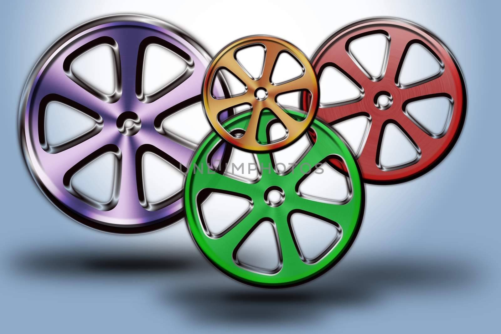 set of modern wheel in different sizes and shapes