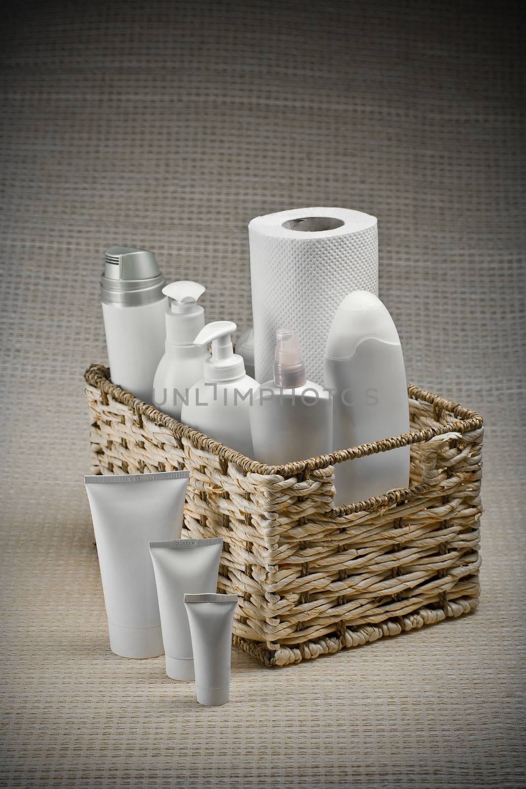 basket with toilet articles by mihalec