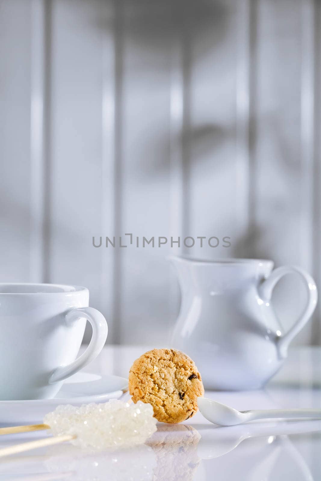 coffee composition on white table