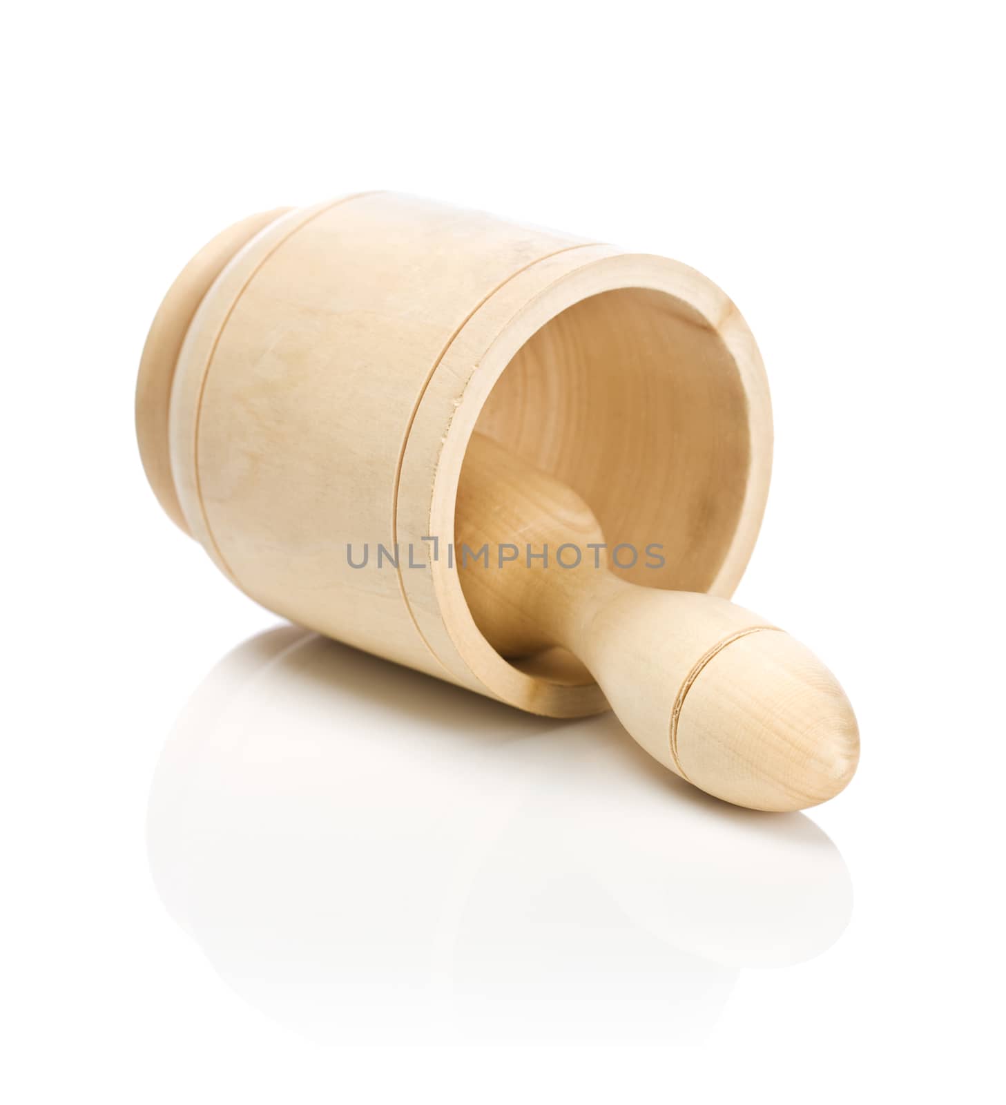 isolated wooden mortar