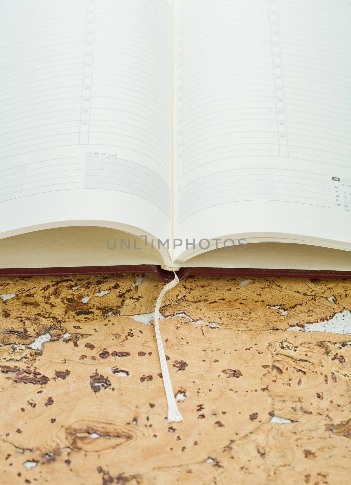 notebook on cork wood