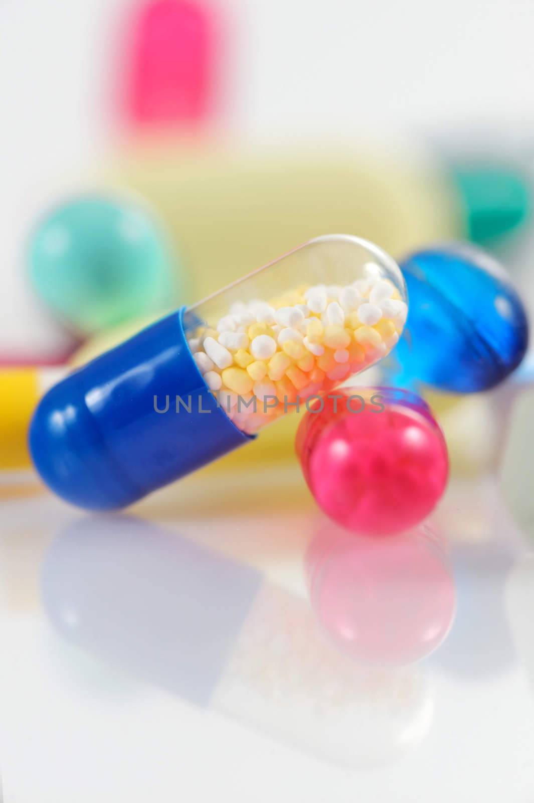 pills isolated on white backgraound shoot in studio