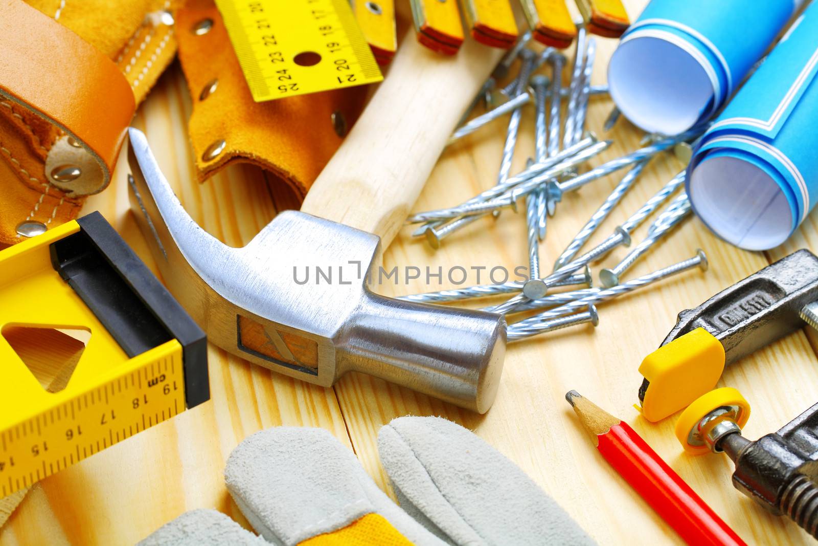 big composition of construction tools