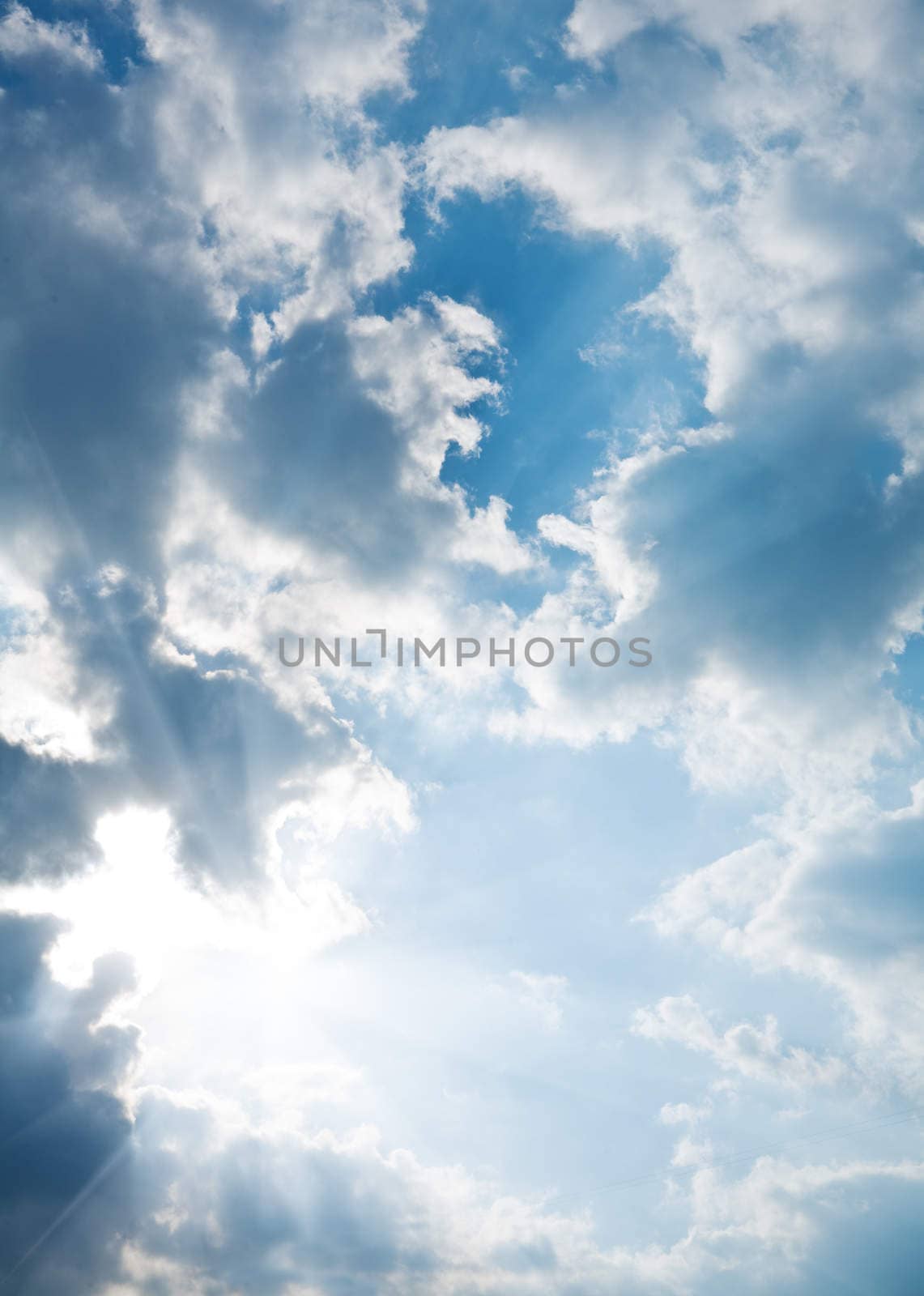 contrast blue sky with sun