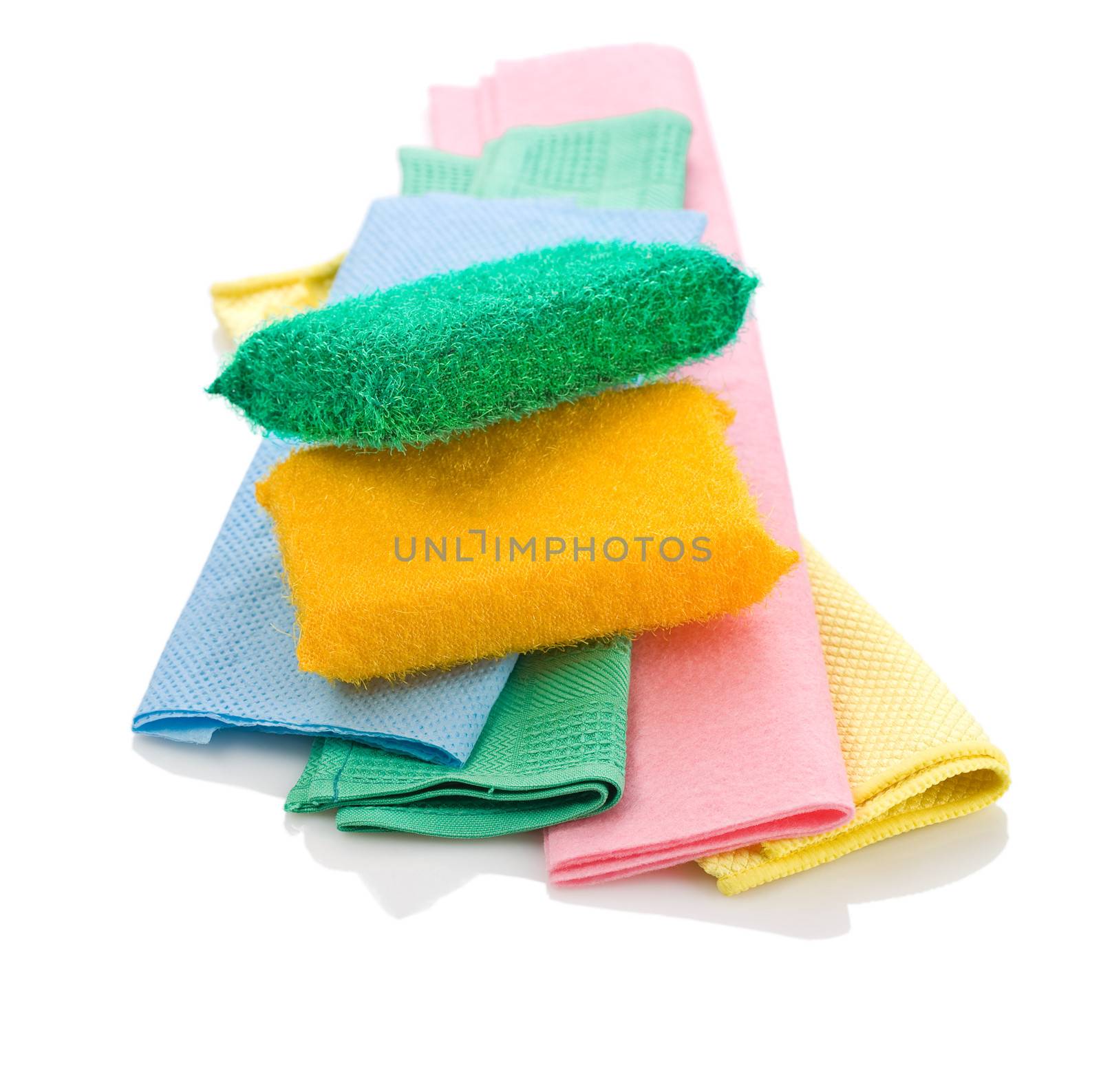 two sponges on rags