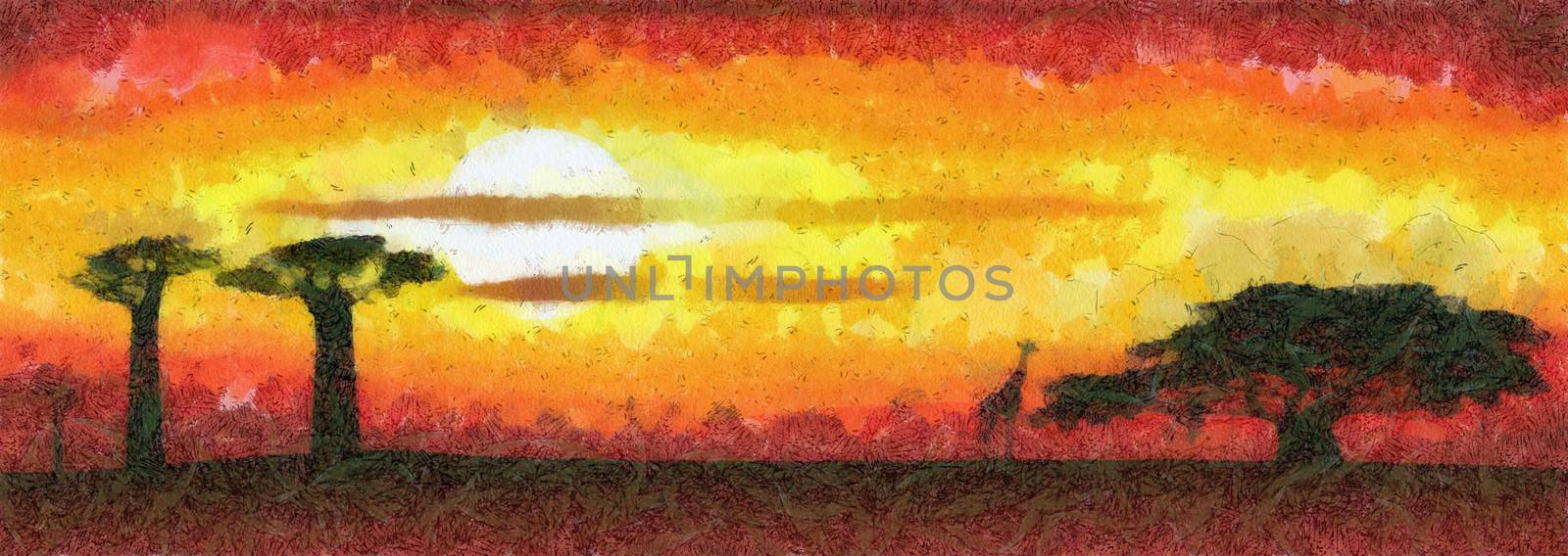 Abstract illustration of the Africa sunset
