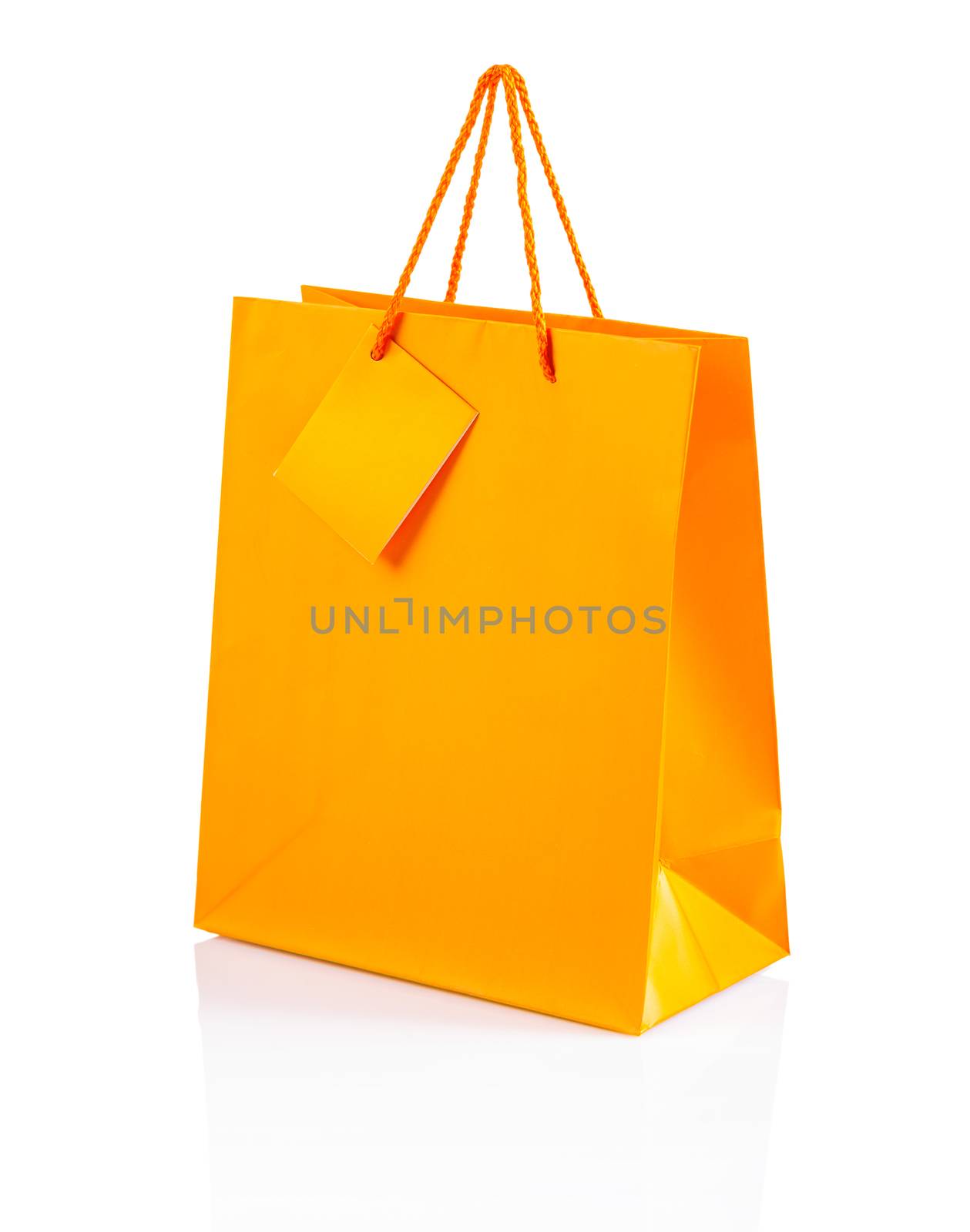 an orange color paper bag