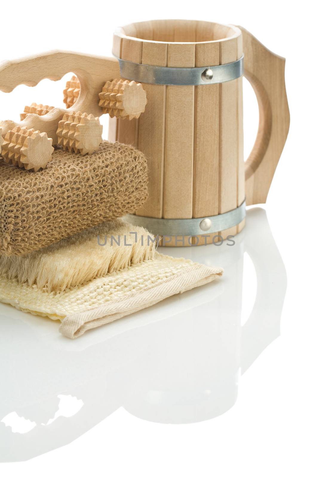 bath sponge massager und mug