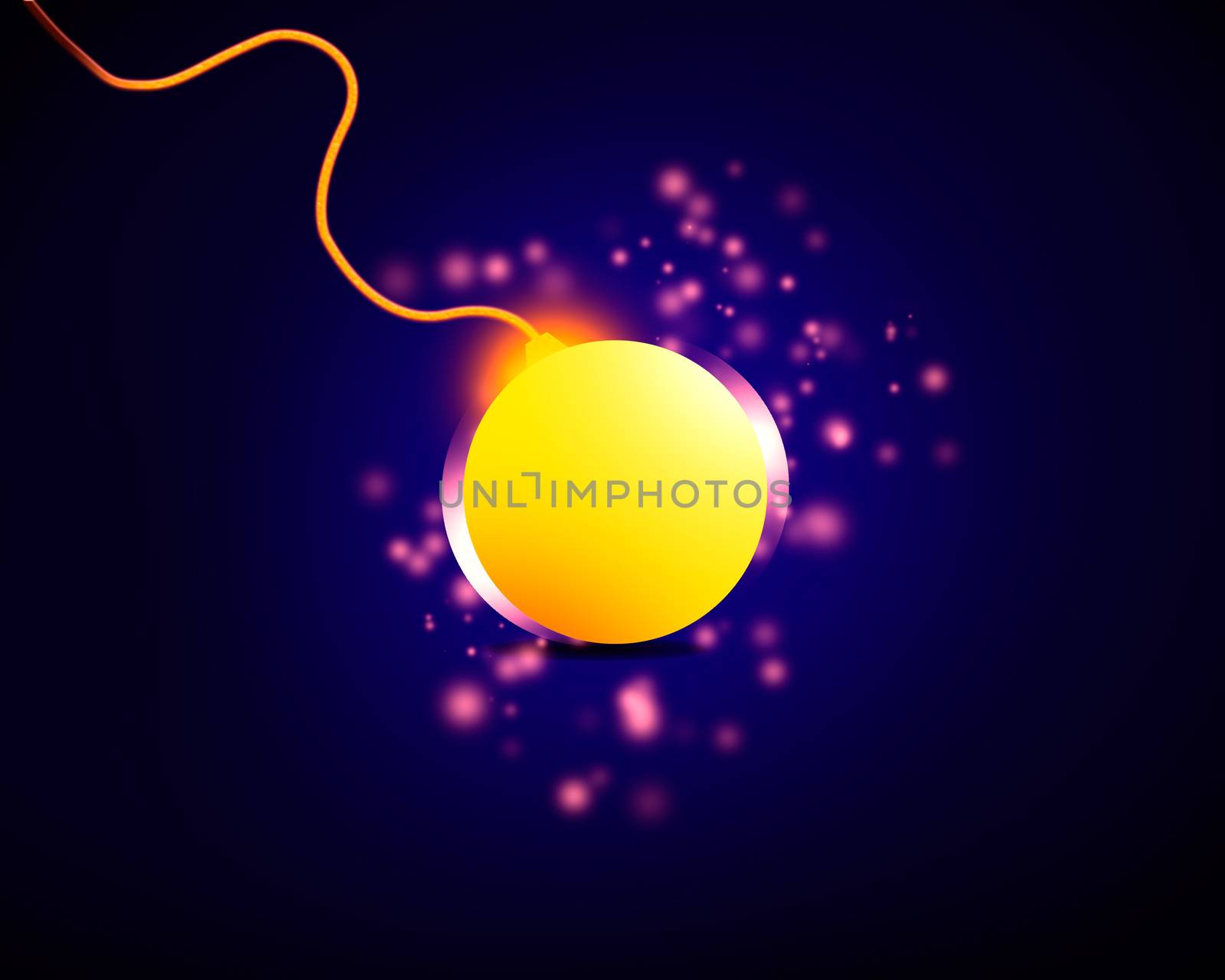 Yellow button on blue background
