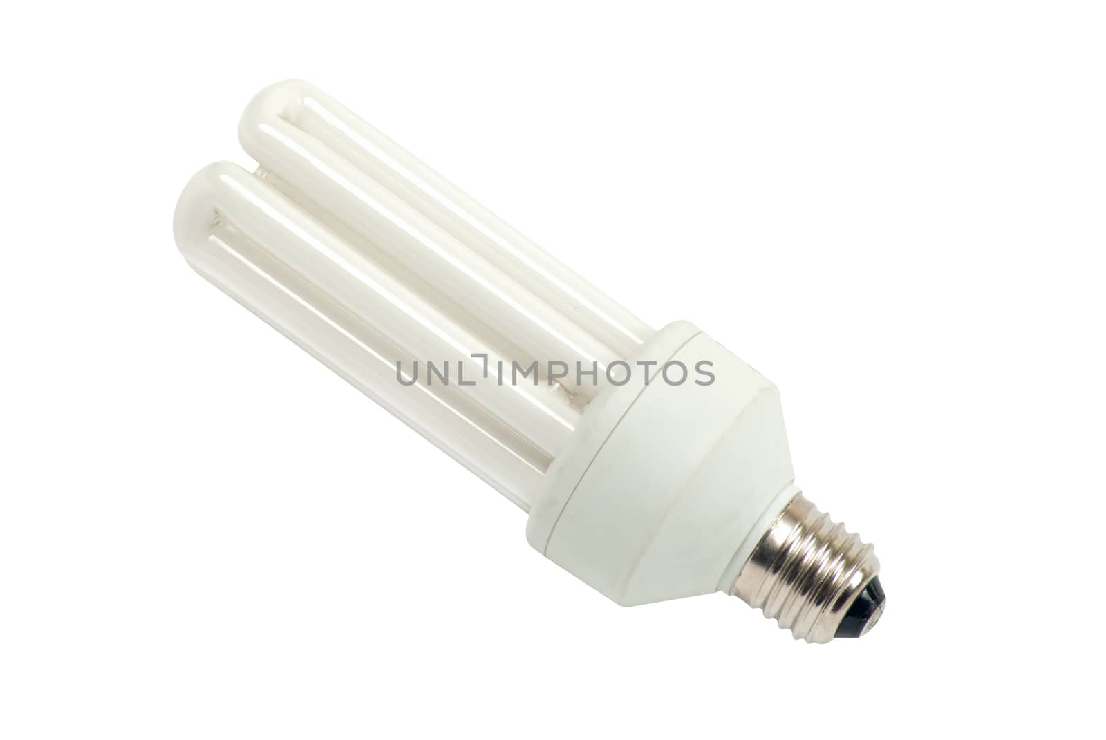 close up of a white light bulb on white background with clipping path