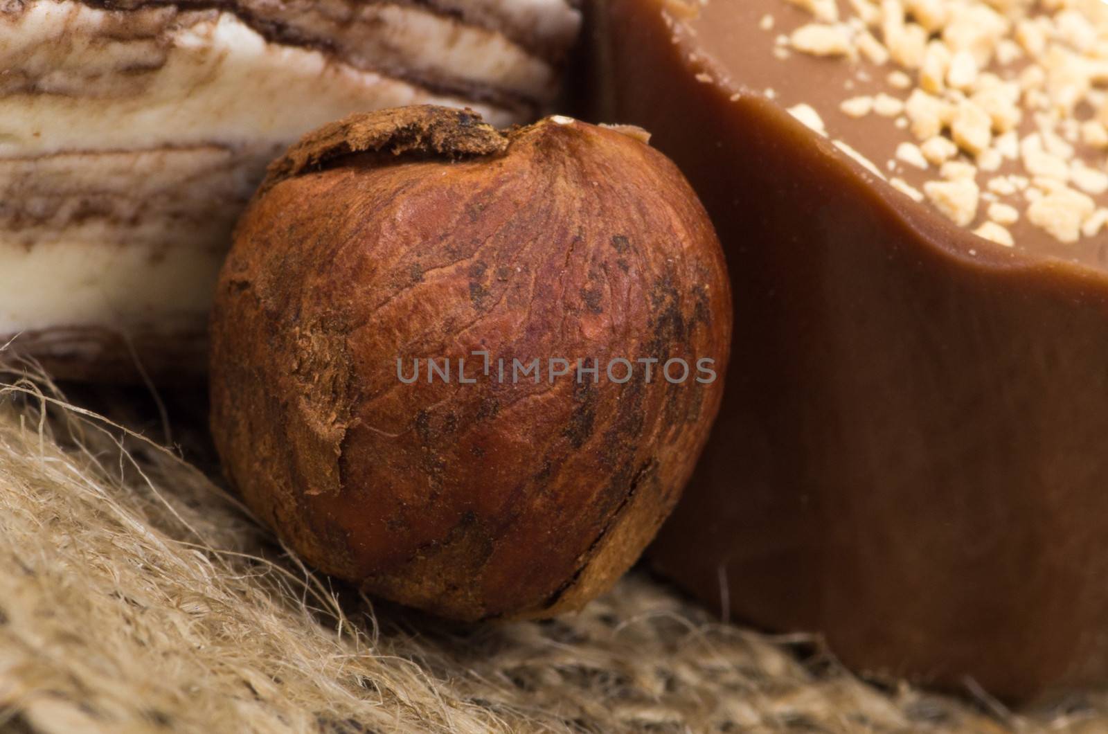 Nuts and sweet on burlap