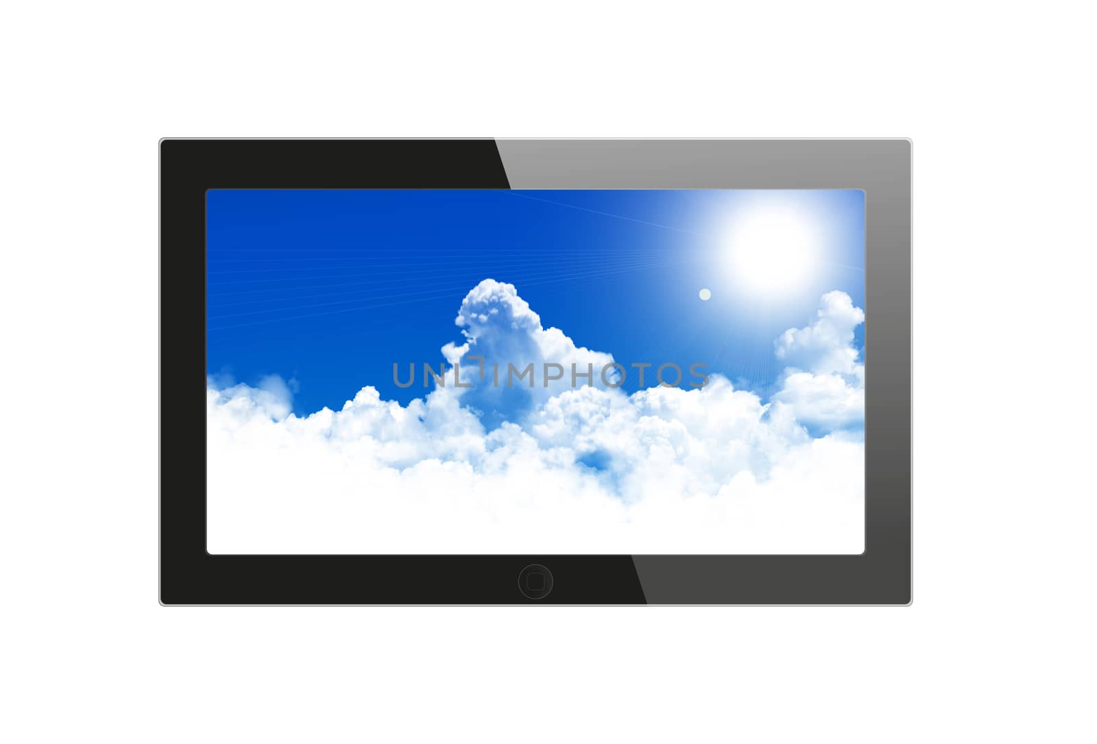 Black generic tablet pc on white background.