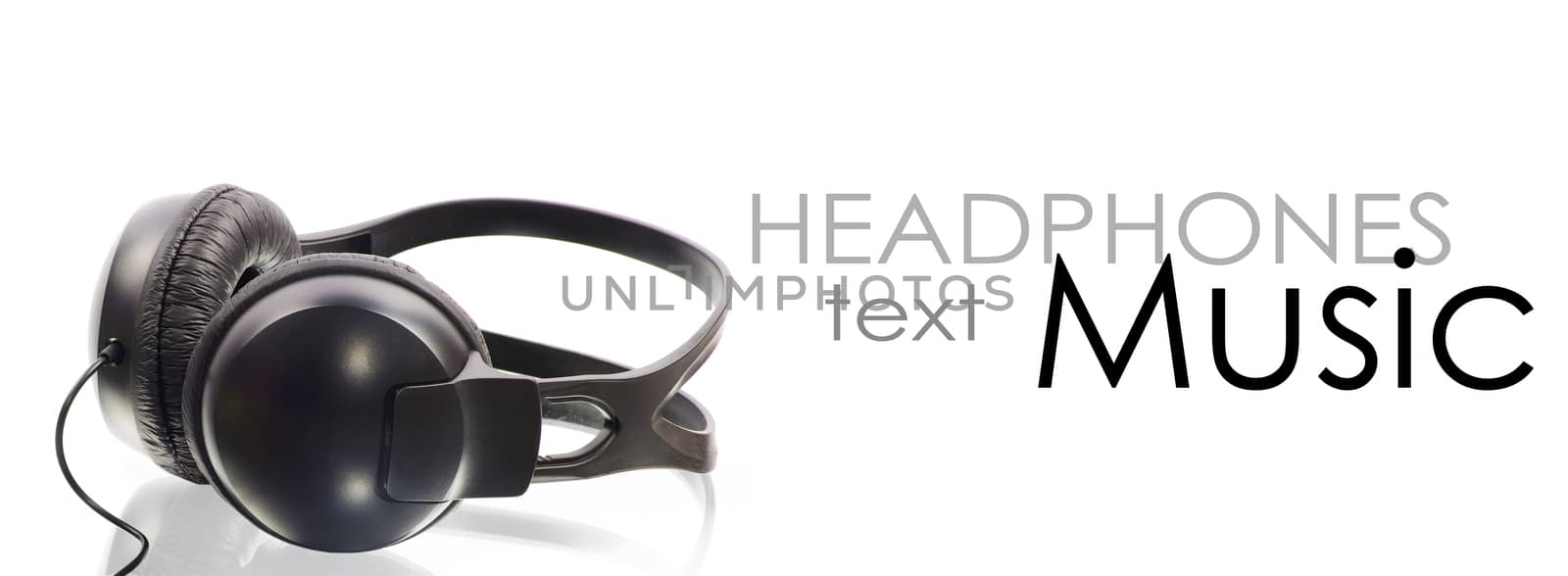 black headphones isolated on white background