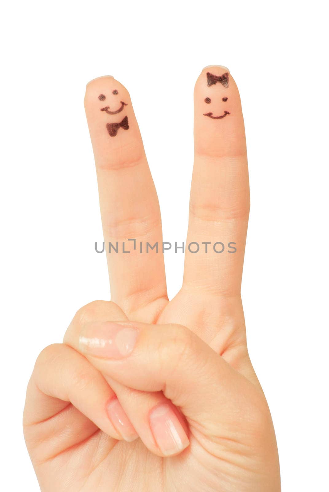 Painted finger smiley isolated on white
