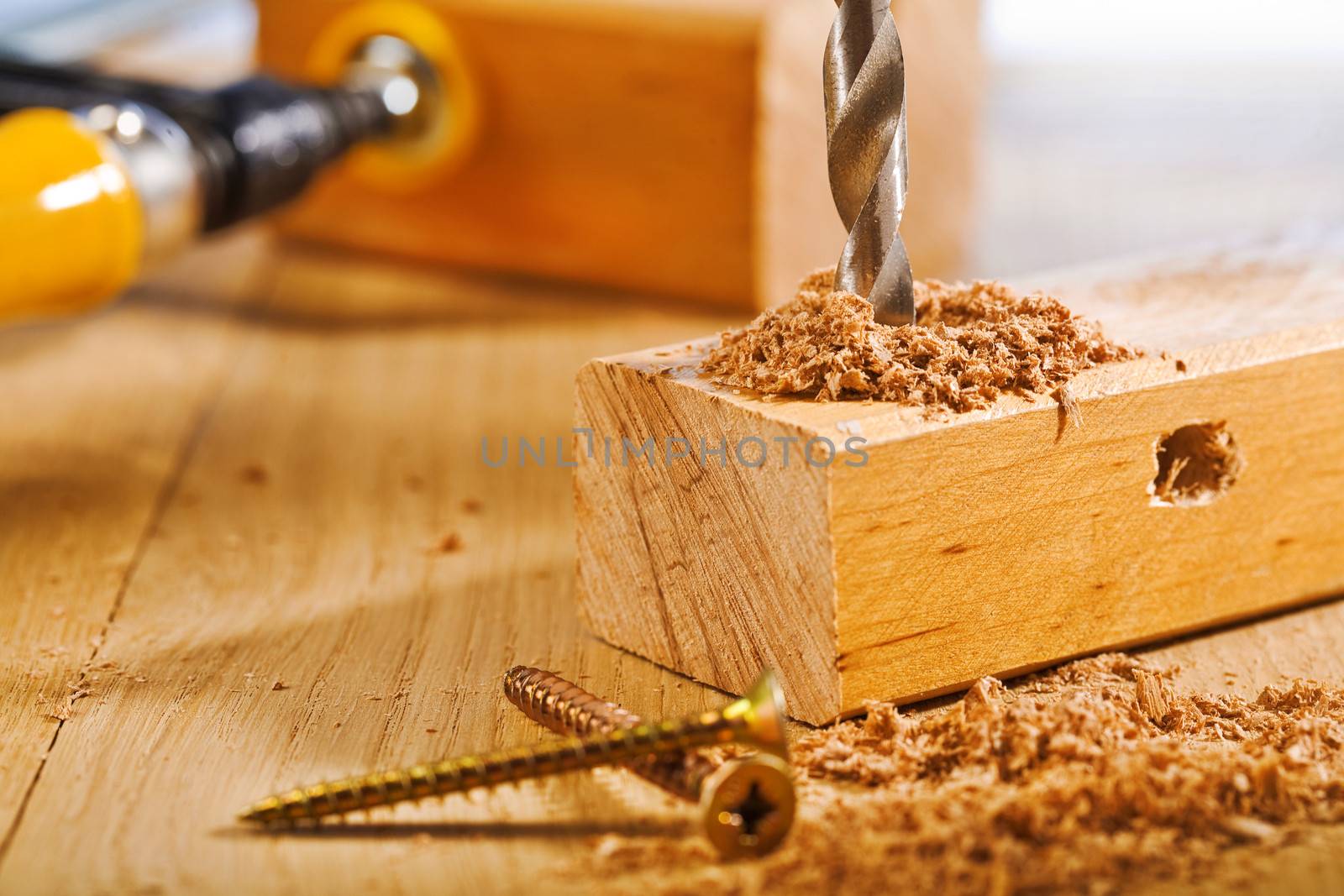 drilling of wooden board