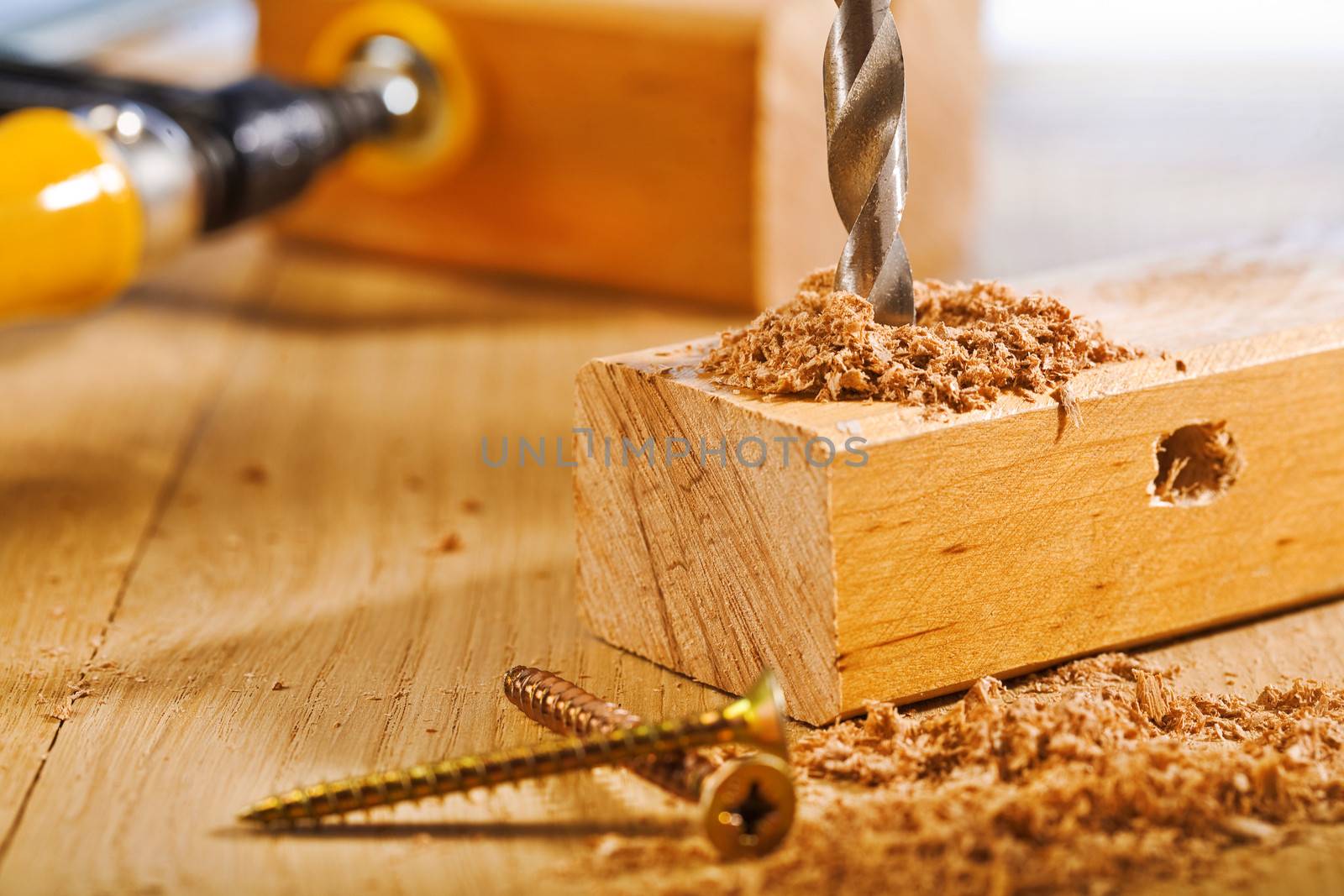 drilling of wooden board