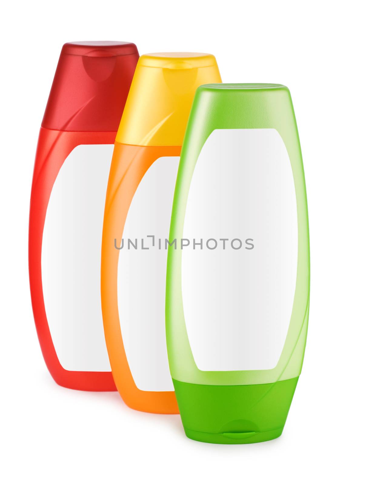 green red and yellow bottle isolated