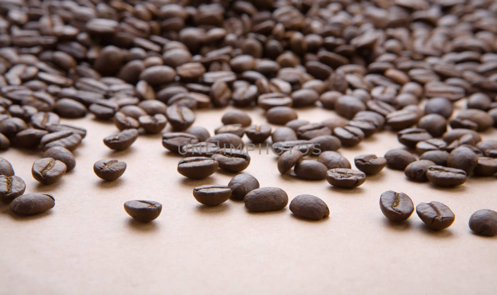 background of coffee grains on a paper 