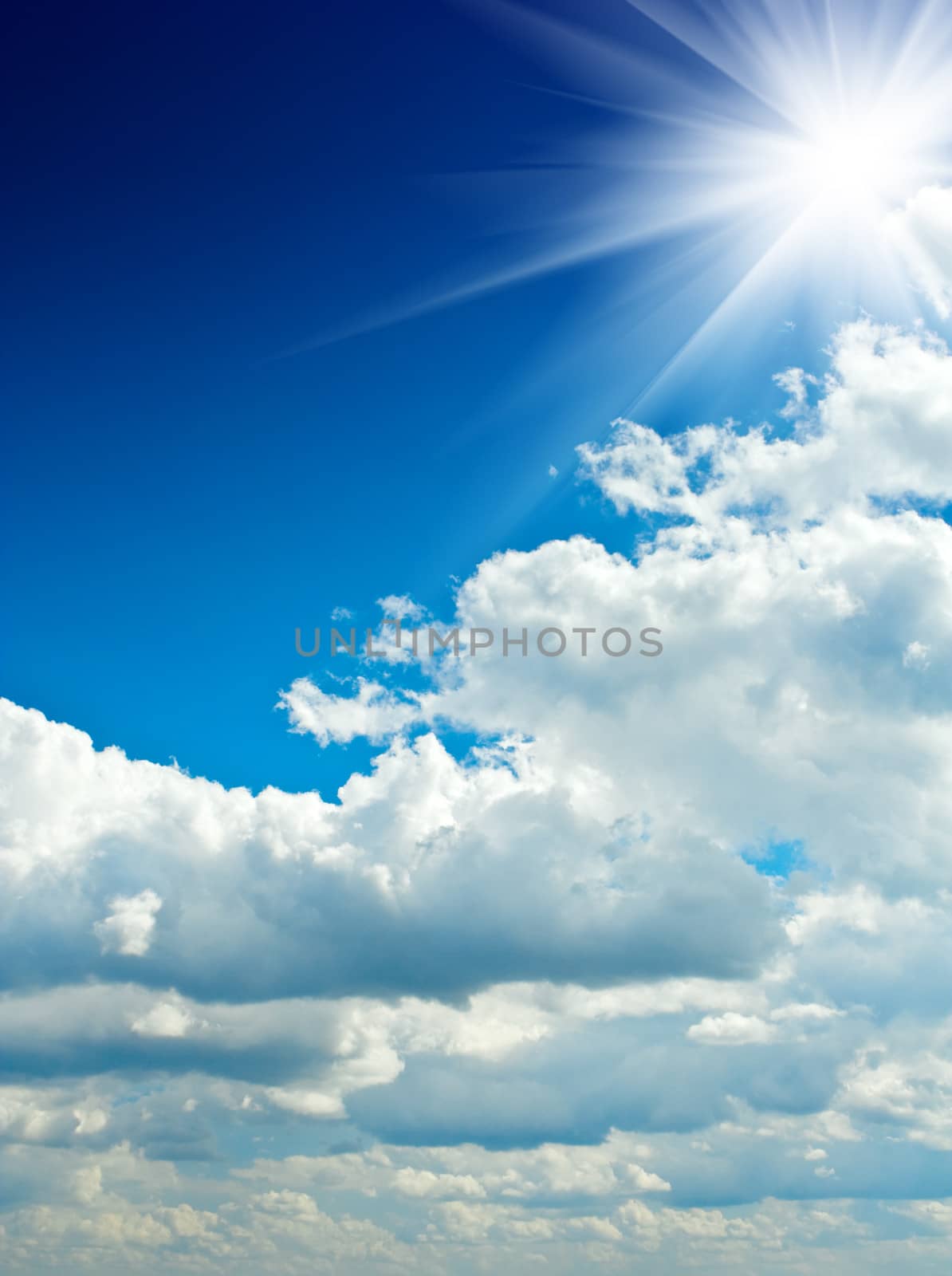 contrast blue sky with sun