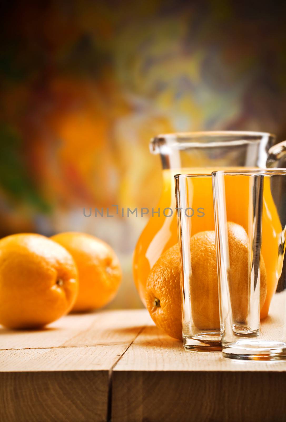 emrty glassware and oranges