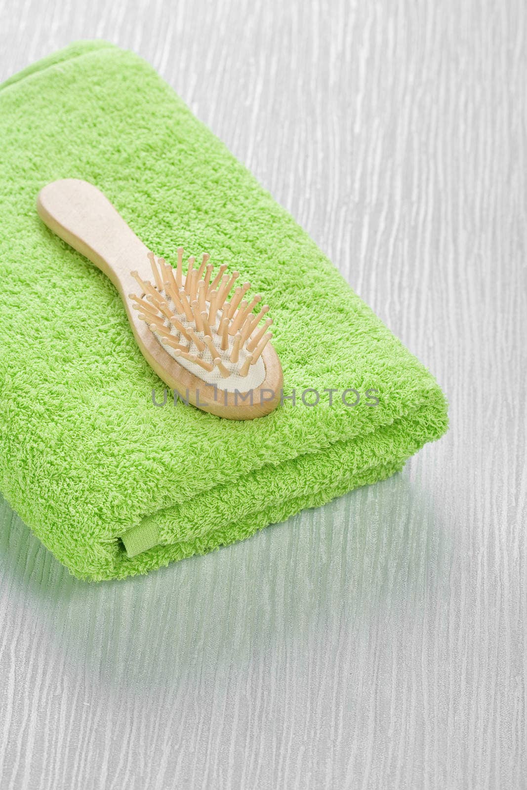 hairbrush and towel