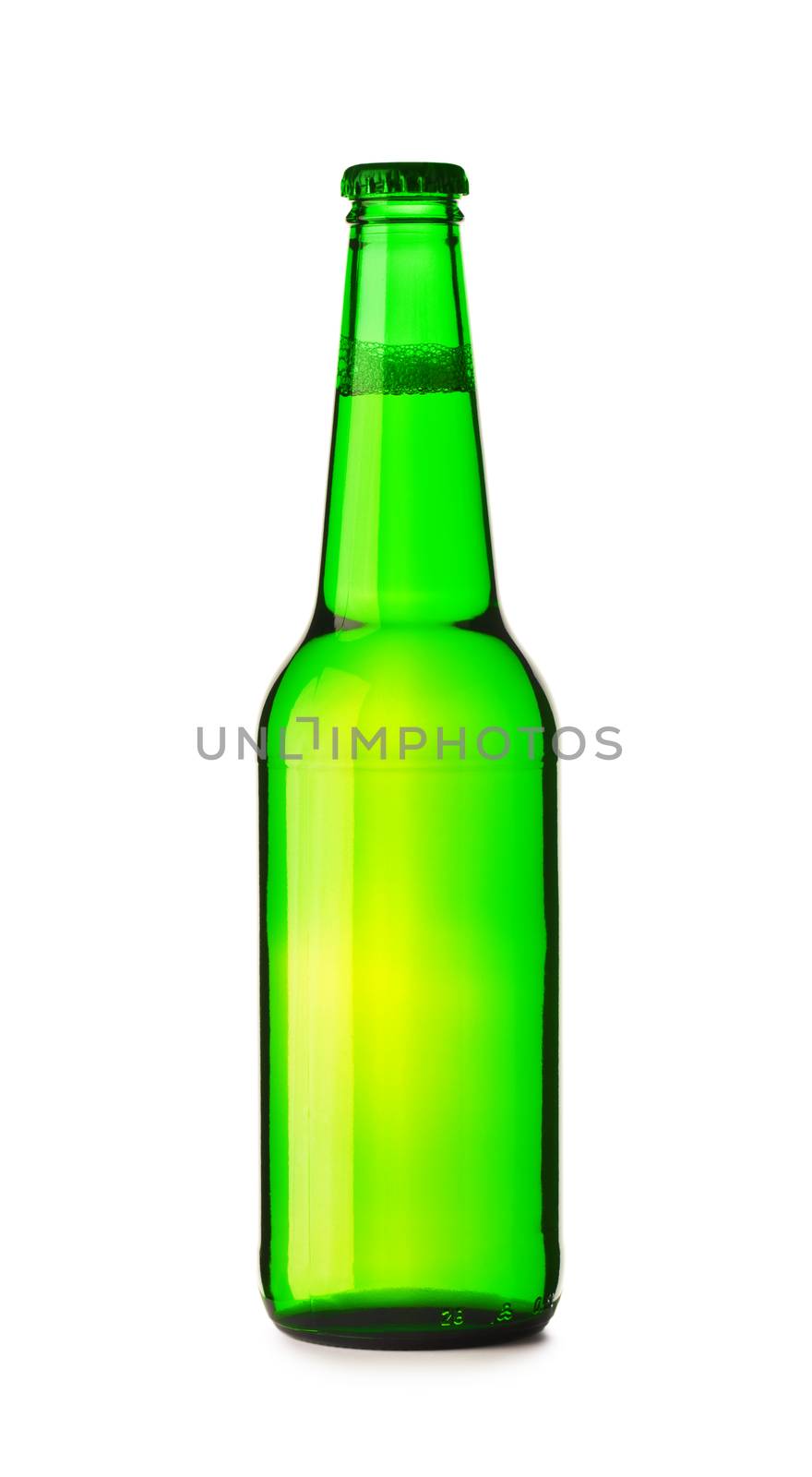 isolated green bottle  of beer