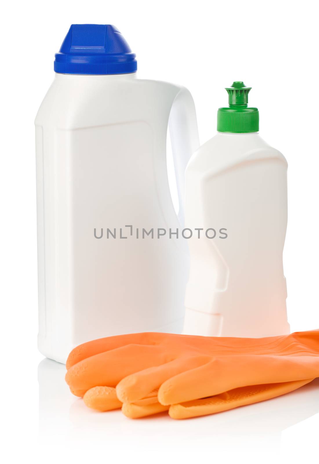 big and small bottle and glowes
