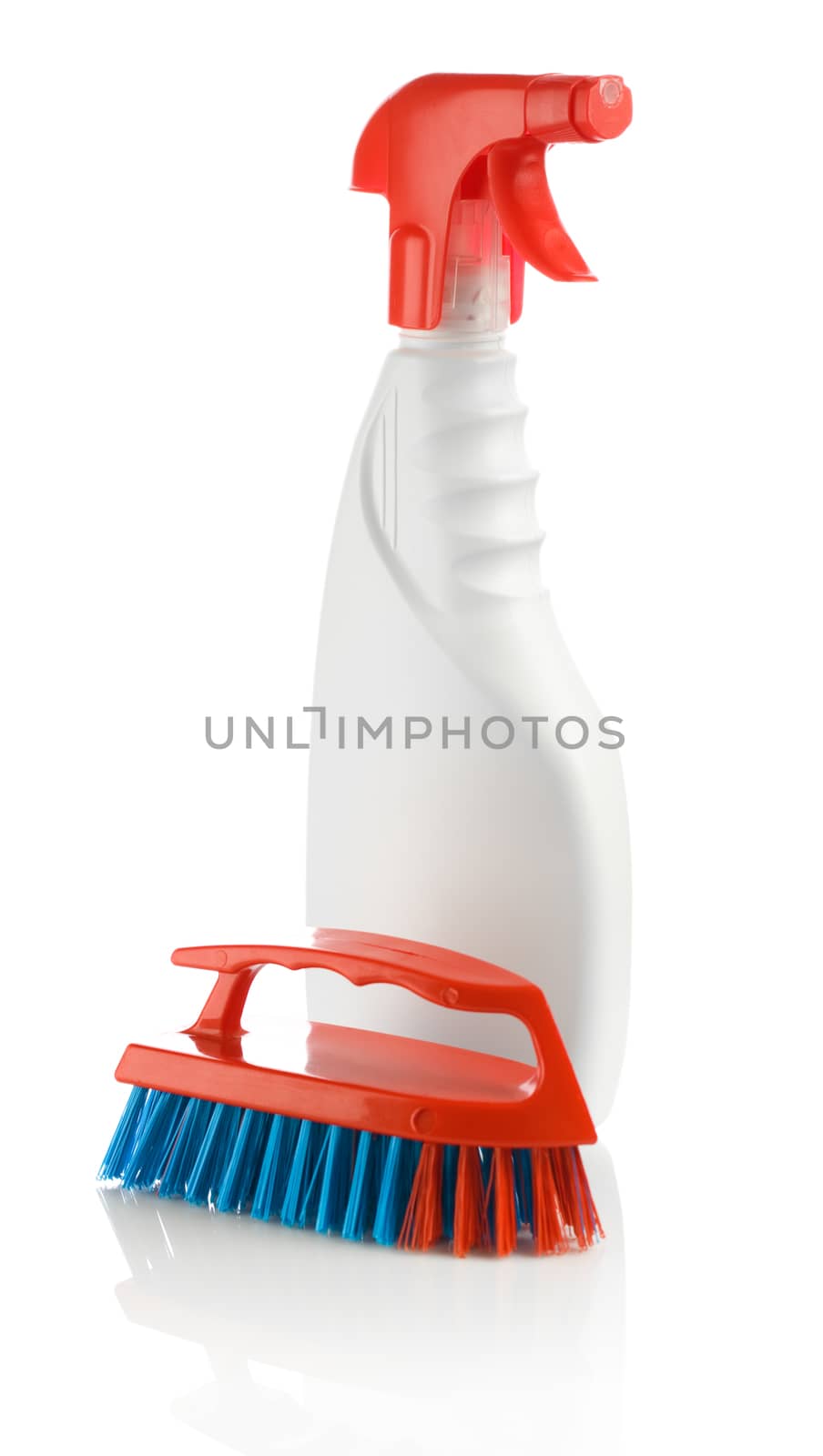 bottle and brush isolated