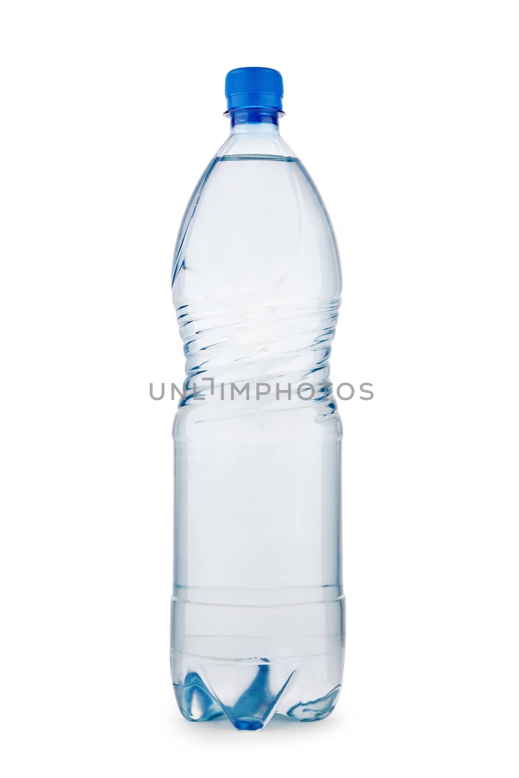 bottle blue with water isolated on a white background