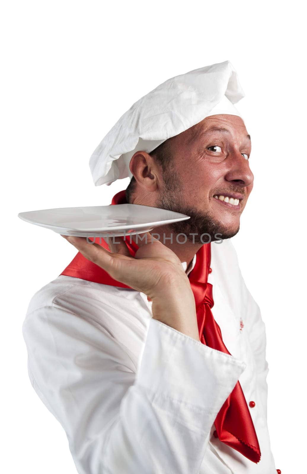 A man chef on a white background