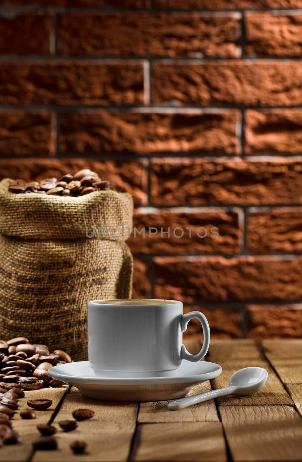 cup and sack with coffee