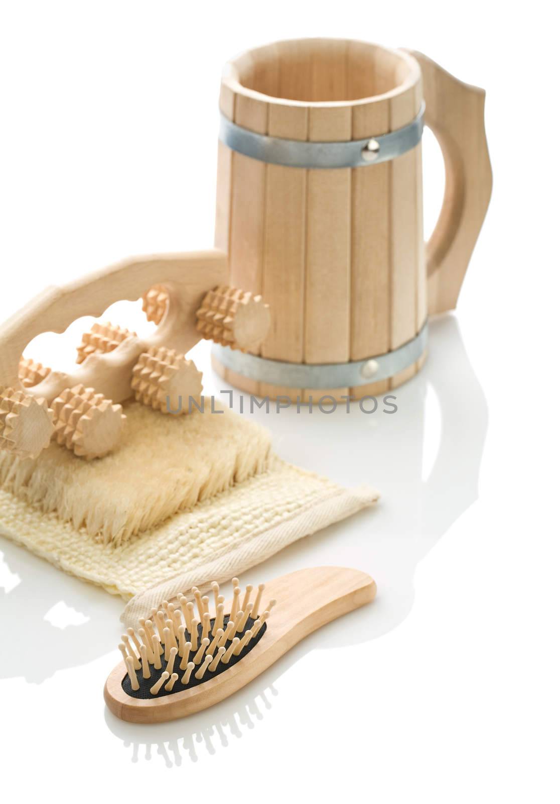 Bast massager hairbrush and mug