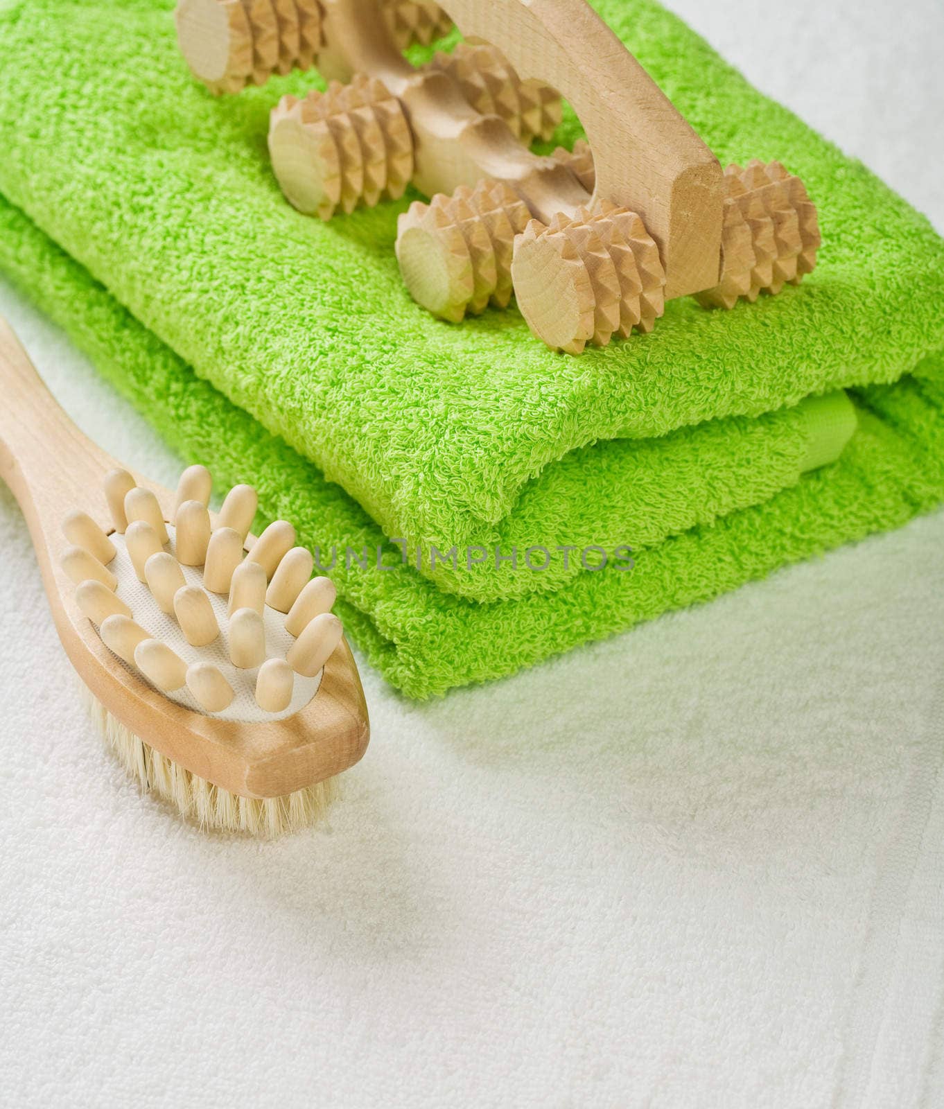 brush and massager with cotton towel