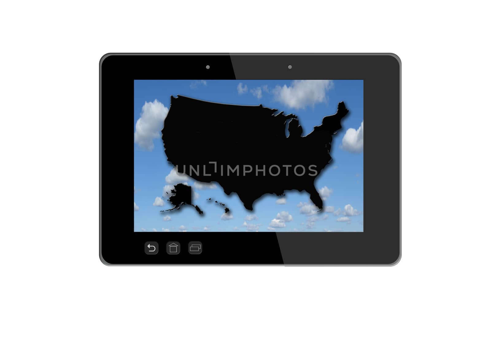 black tablet and map of USA by alexmak