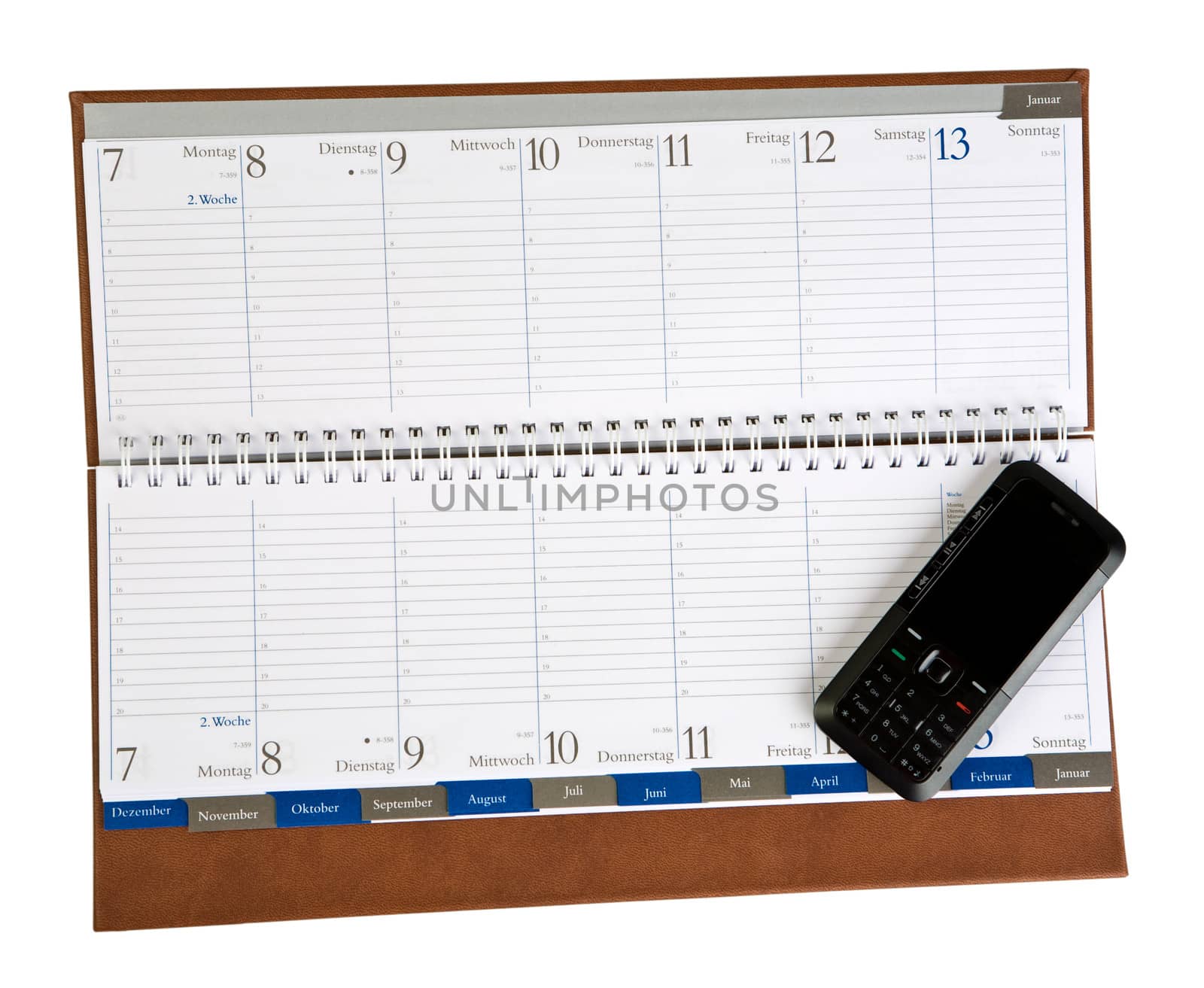 notebook with mobile phone isolated