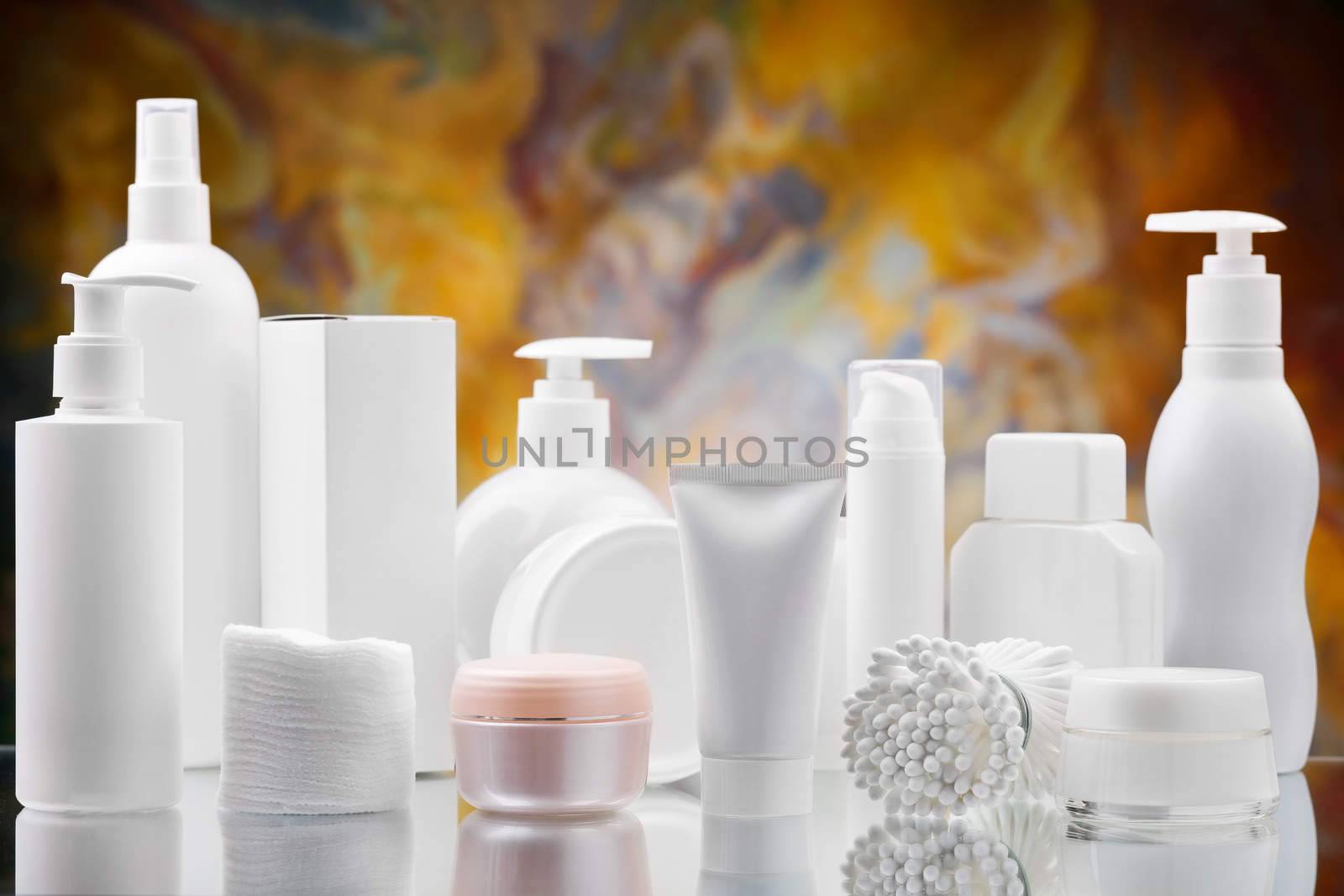 big set of skincare items