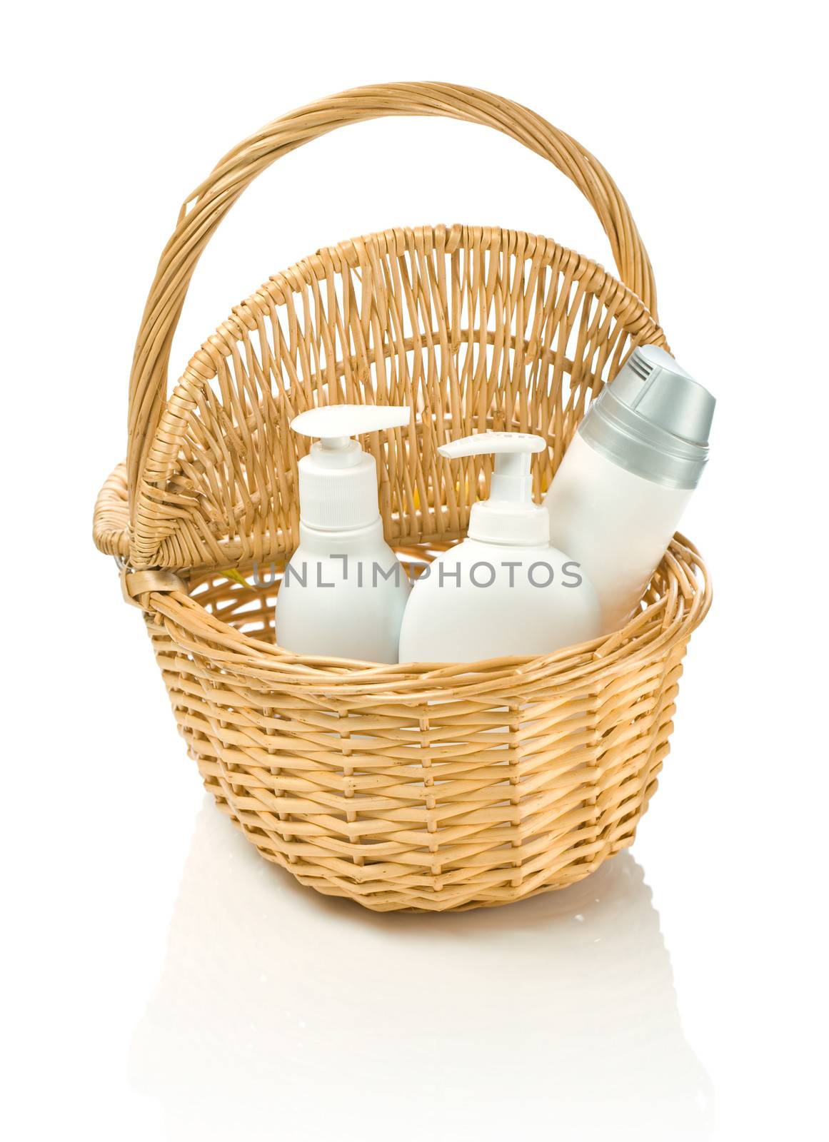 bottles in basket