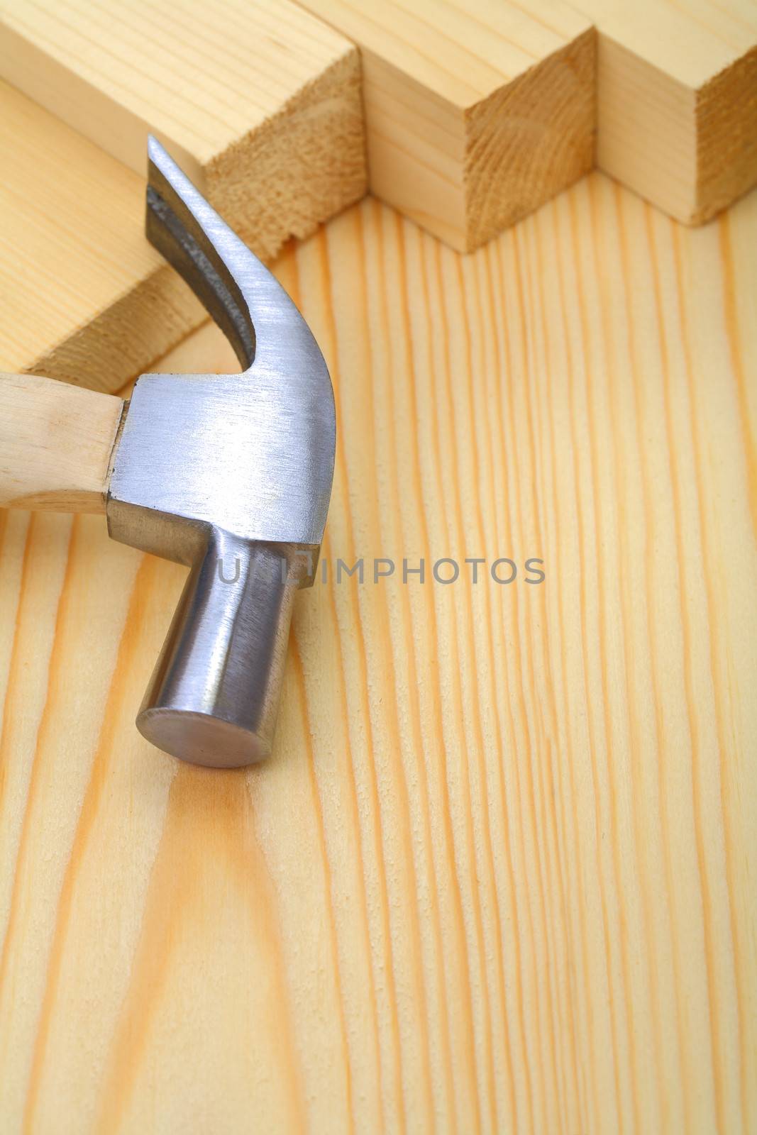 copyspace image hammer on timber