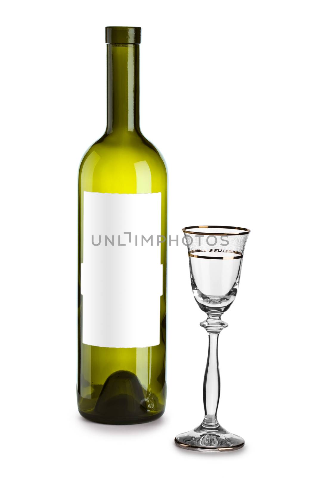 empty wine bottle and glass