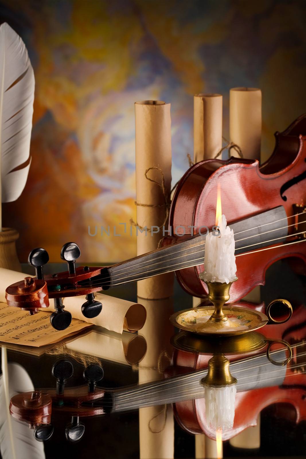 old violin and other retro items