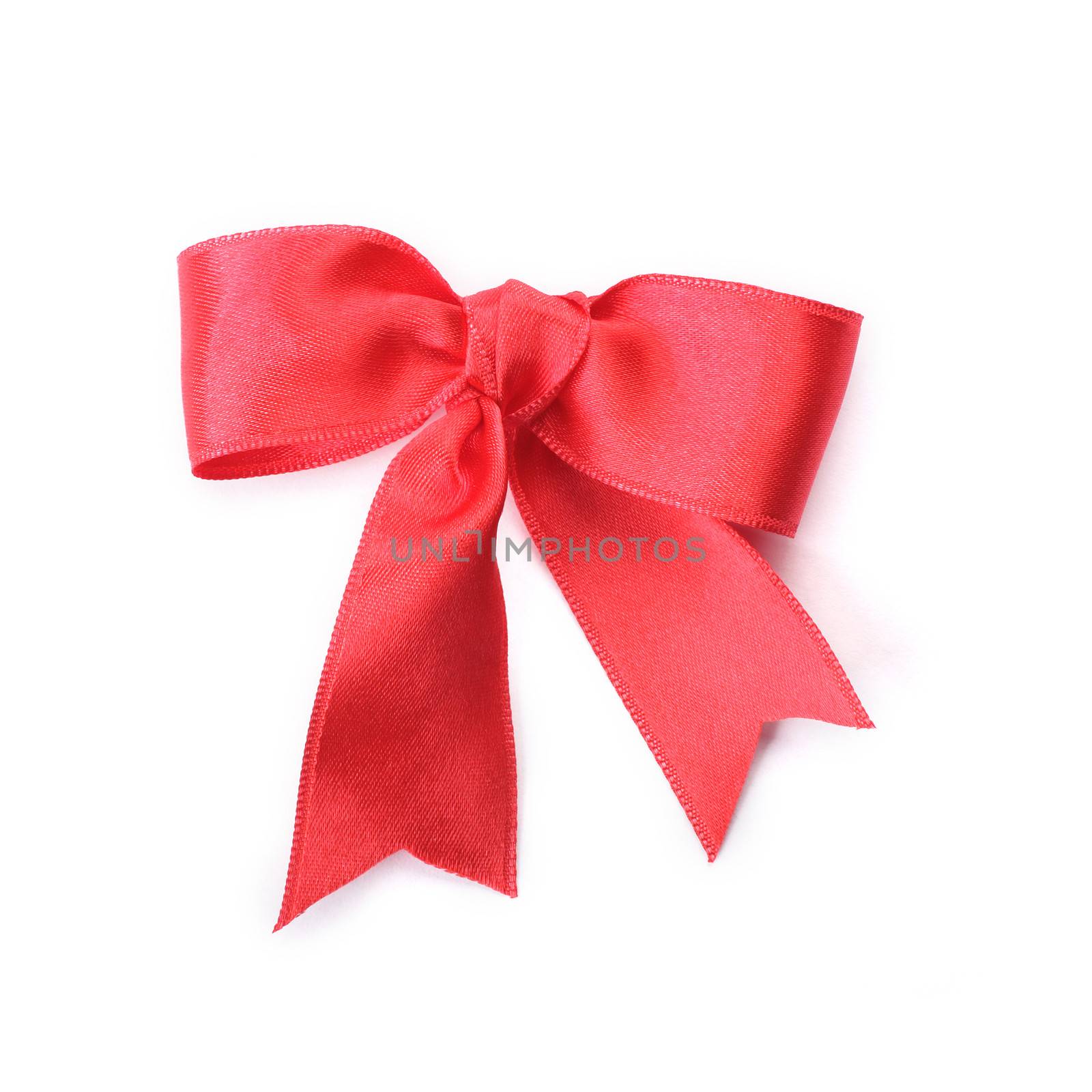 Red bow on white background.
