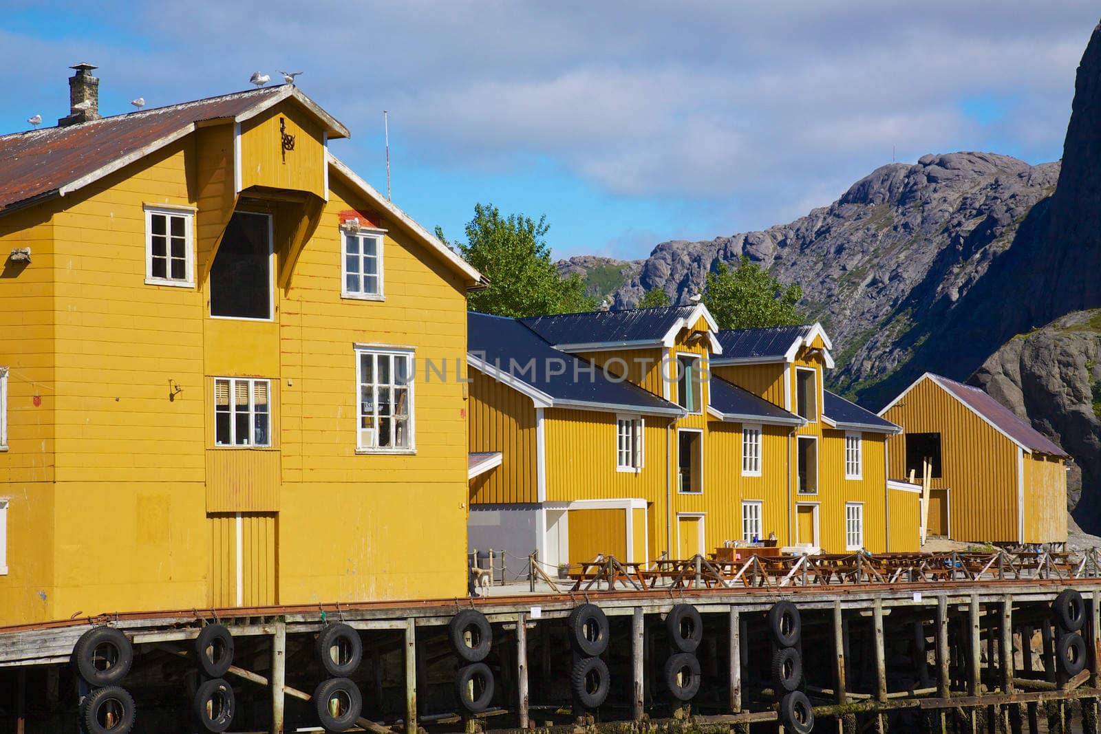 Traditional old fish factory in village of Nusfjord on Lofoten islands, Norway