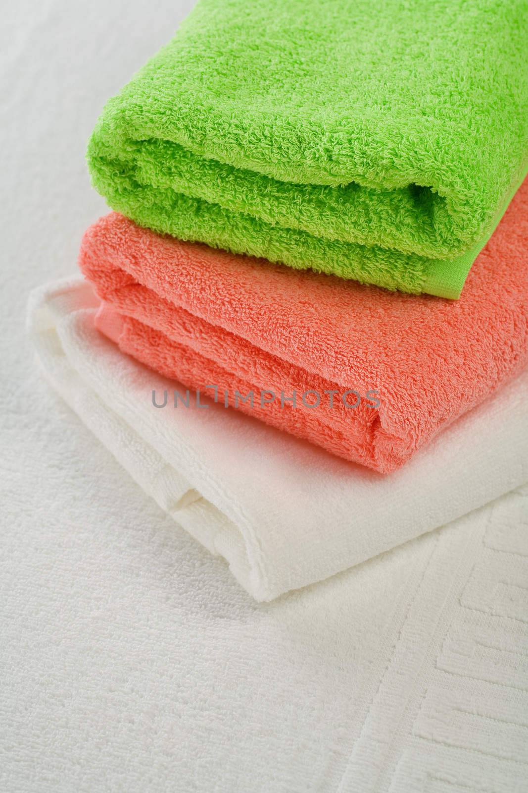 three towels on white background