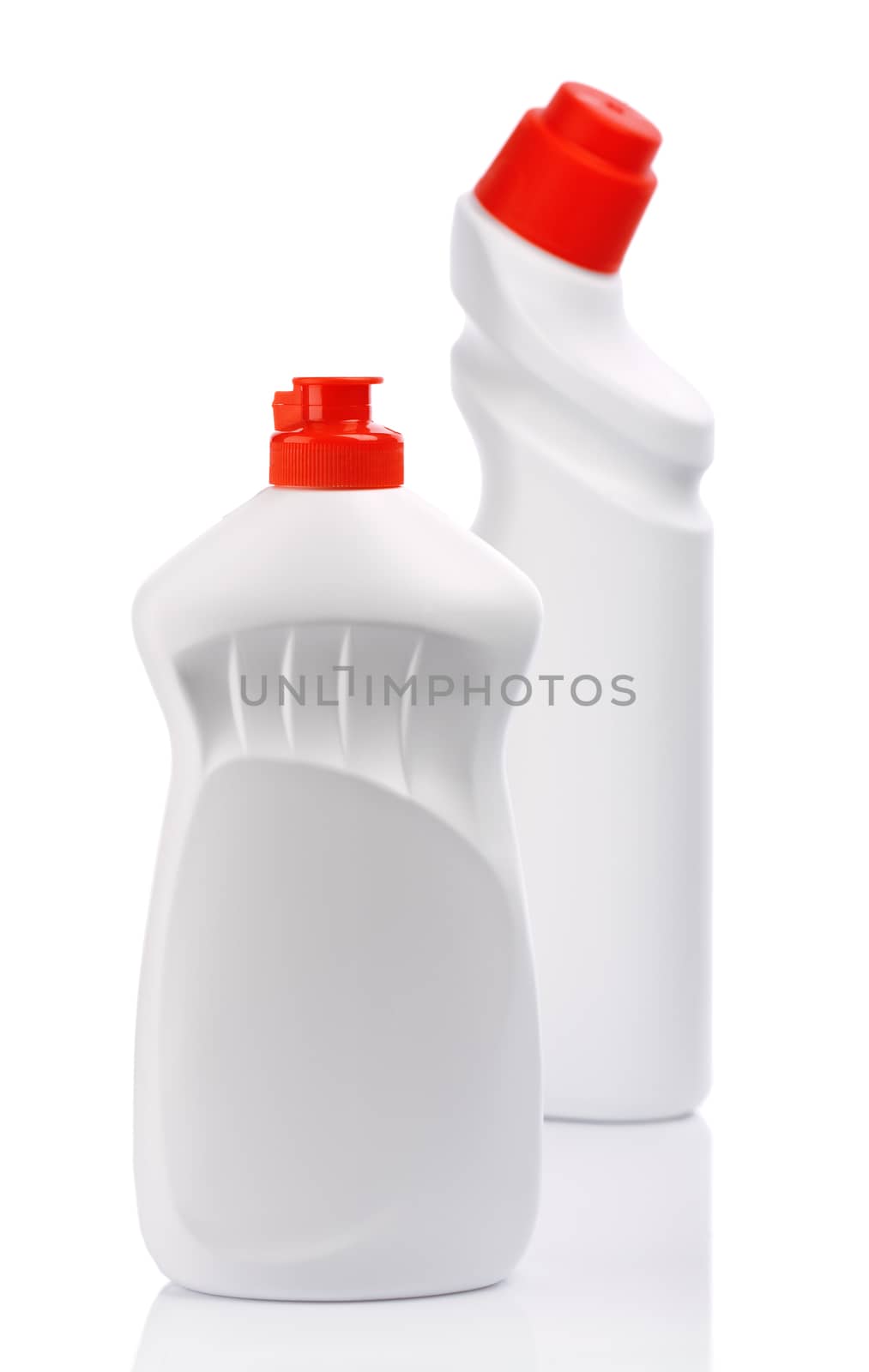 isolated white bottles for clean